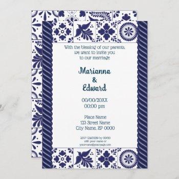 mexican talavera design wedding invitation