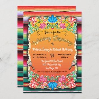 mexican wedding rug and floral invitation