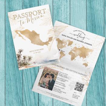 mexico beach destination wedding passport qr code invitation