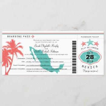 Small Mexico Palm Tree Starfish Boarding Pass Wedding Front View