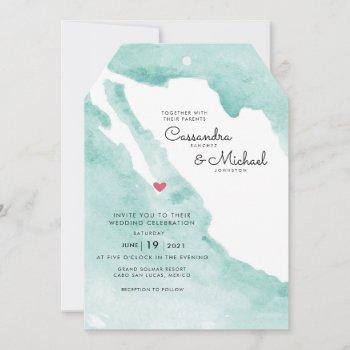 Small Mexico Watercolor Map | Cabo | Destination Wedding Front View