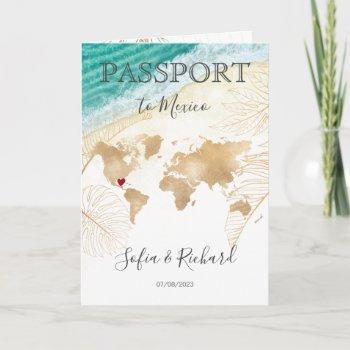 mexico wedding destination passport world map  inv invitation