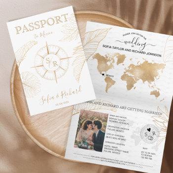 mexico wedding destination passport world map  invitation