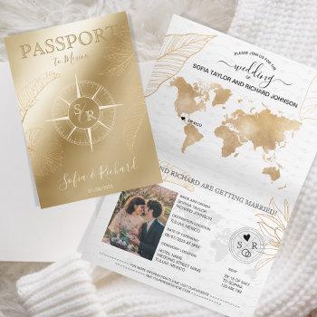 Small Mexico Wedding Destination Passport World Map Front View
