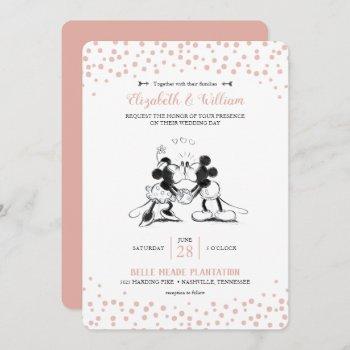 mickey & minnie | pink confetti wedding invitation