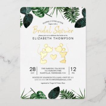 mickey & minnie | tropical gold bridal shower foil invitation