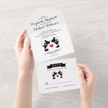 mickey & minnie wedding | silhouette all in one in all in one invitation