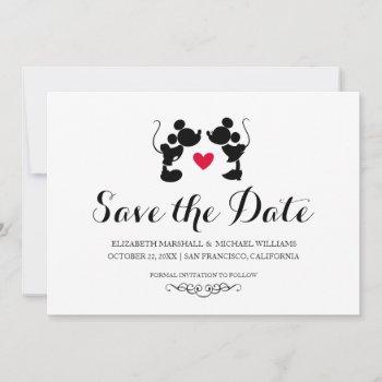 Small Mickey & Minnie Wedding | Silhouette Save The Date Front View