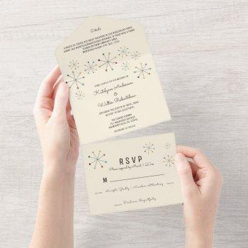 midcentury modern atomic age retro style wedding all in one invitation