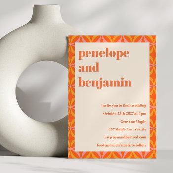 Small Midcentury Modern Orange Typography Wedding Front View