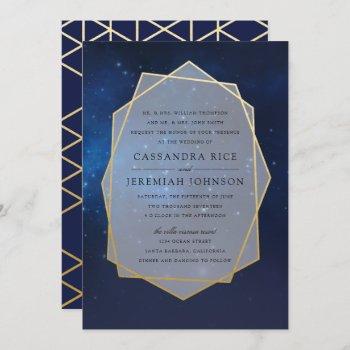 Small Midnight Blue Constellation Wedding Front View