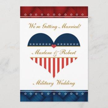 military heart wedding invitation personalized