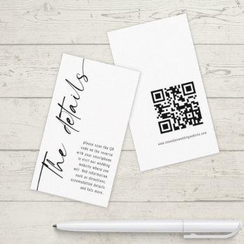 Small Mini Modern Calligraphy Qr Code Wedding Details Enclosure Card Front View