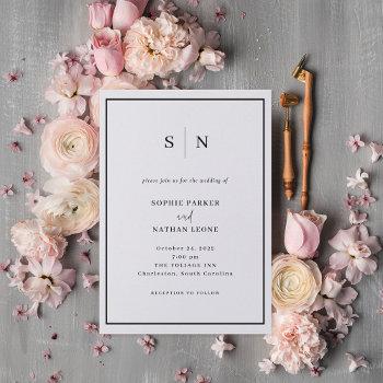 minimal and chic | black and white border wedding invitation