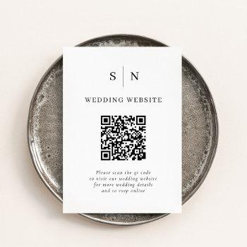 Small Minimal And Chic | Black And White Qr Code Wedding Enclosure Card Front View