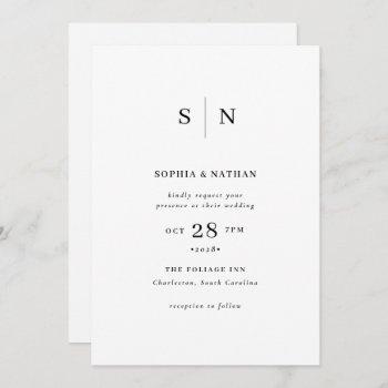 minimal and chic | black and white wedding invitation