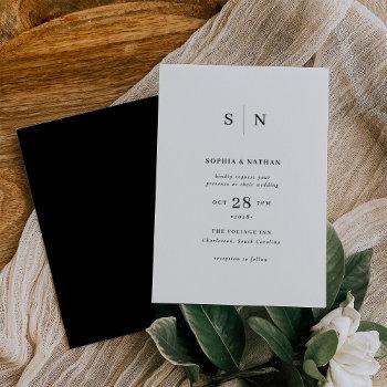 minimal and chic | black reverse wedding invitation
