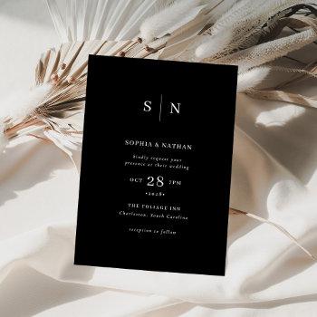 minimal and chic | black wedding invitation
