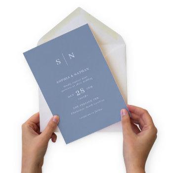minimal and chic | dusty blue and white wedding invitation