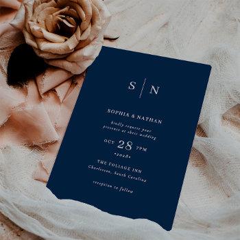 minimal and chic | navy blue wedding invitation