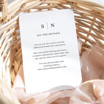 minimal and chic | wedding guest details enclosure card