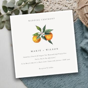 Small Minimal Chic Orange Boho Botanical Wedding Invite Front View