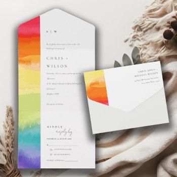 minimal elegant colorful pride rainbow wedding all in one invitation