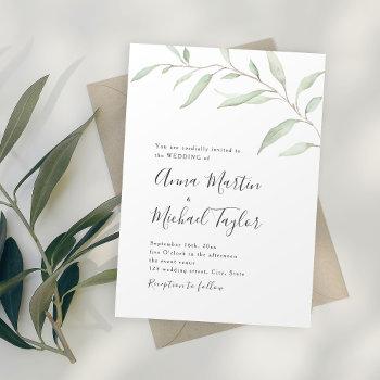 Small Minimal Greenery Calligraphy Rustic Wedding Front View