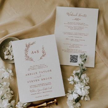 minimal leaf | boho cream weekend events wedding invitation