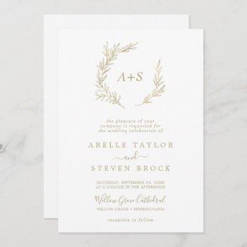 minimal leaf | gold all in one wedding invitation