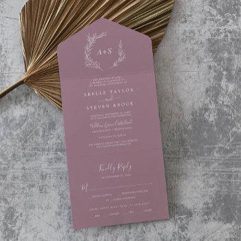 minimal leaf | mauve wedding all in one invitation