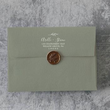 Small Minimal Leaf | Sage Green Wedding  Envelope Front View