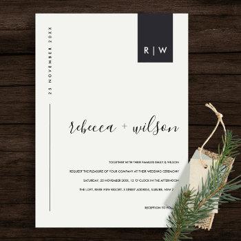Small Minimal Modern Black And White Typography Wedding Front View