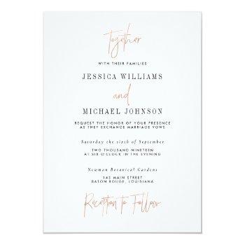 Small Minimal Rose Gold Typography Wedding Front View