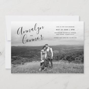 Small Minimal Script Photo | Modern Monochrome Wedding Front View