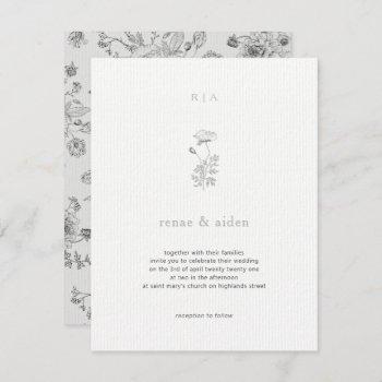 minimal wedding invites, botanical wedding invitation