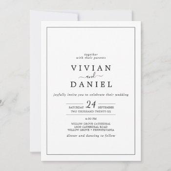 minimalist all in one wedding invitation