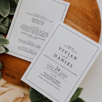 minimalist all in one wedding invitation