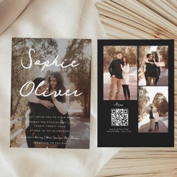 Small Minimalist Black Photo Qr Code All In One Wedding Front View