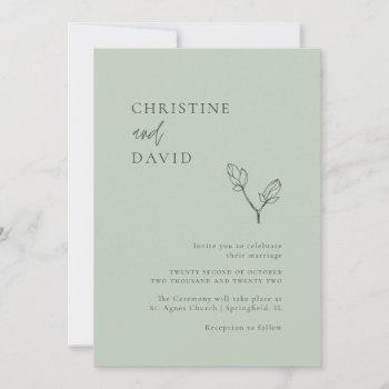 minimalist bohemian sage wedding invitation