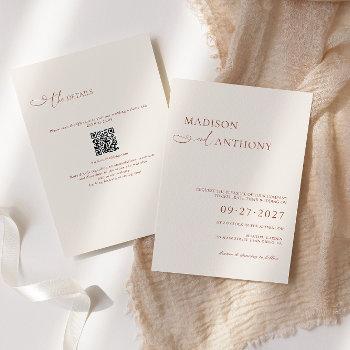Small Minimalist Boho Qr Code Rsvp All In One Wedding Front View