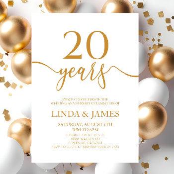 minimalist champagne 20th wedding anniversary invitation