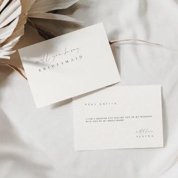 minimalist elegant ivory bridesmaid proposal card