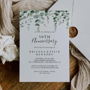 minimalist eucalyptus 50th wedding anniversary  invitation