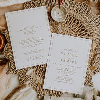 minimalist gold all in one wedding invitation