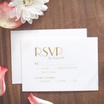 Small Minimalist Gold Modern Deco Wedding Meal Choice Rsvp Front View