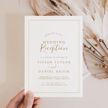minimalist gold wedding reception invitation
