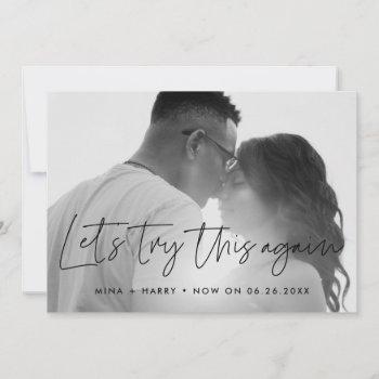 minimalist let's try this again wedding update announcement