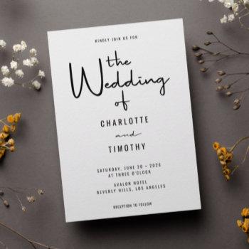 minimalist modern calligraphy casual wedding invitation