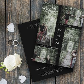 Small Minimalist Modern Four Photos Collage Wedding Save The Date Front View